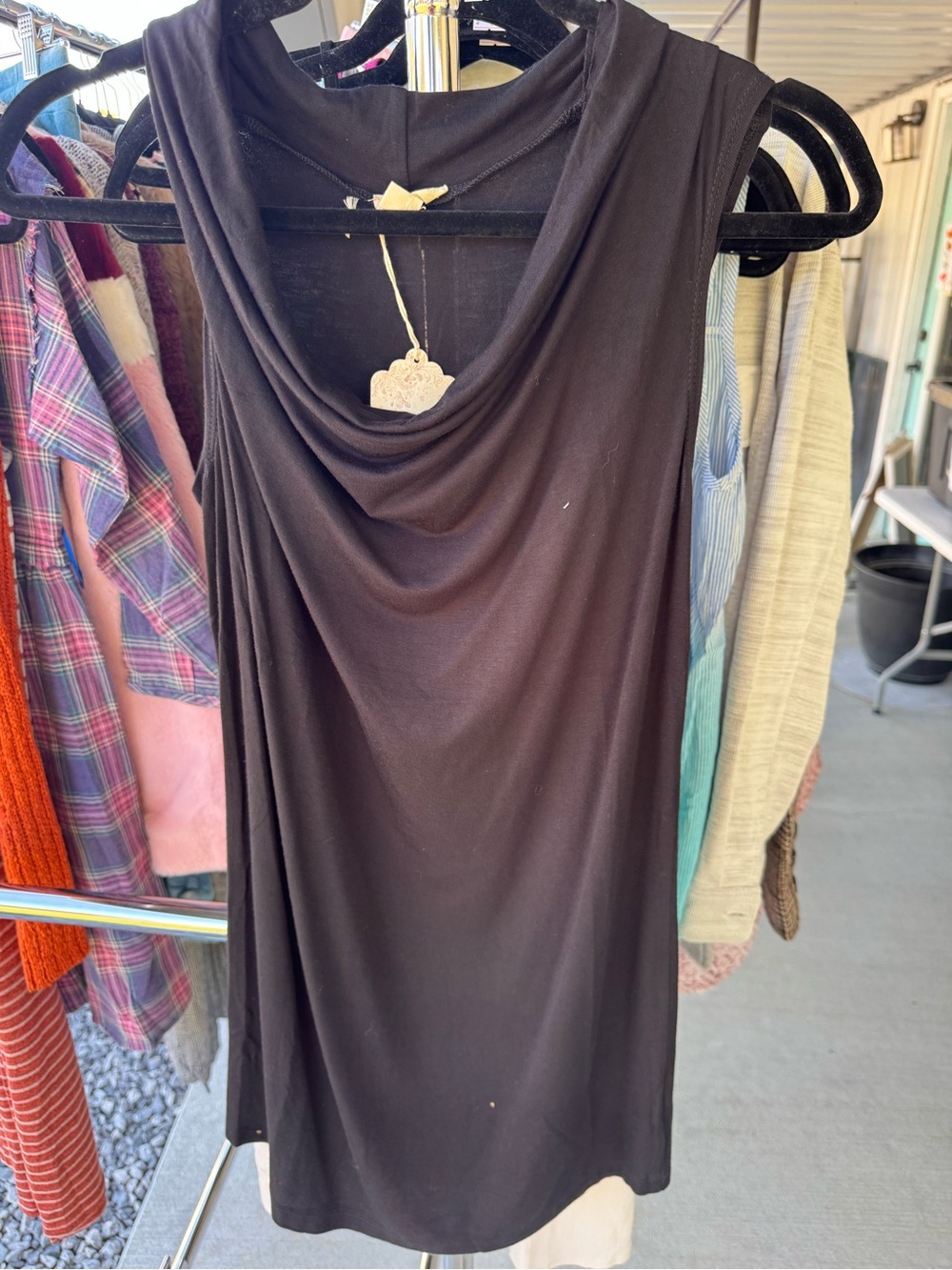 Hem & Thread Black Sleeveless Cowl Neck Camisole
